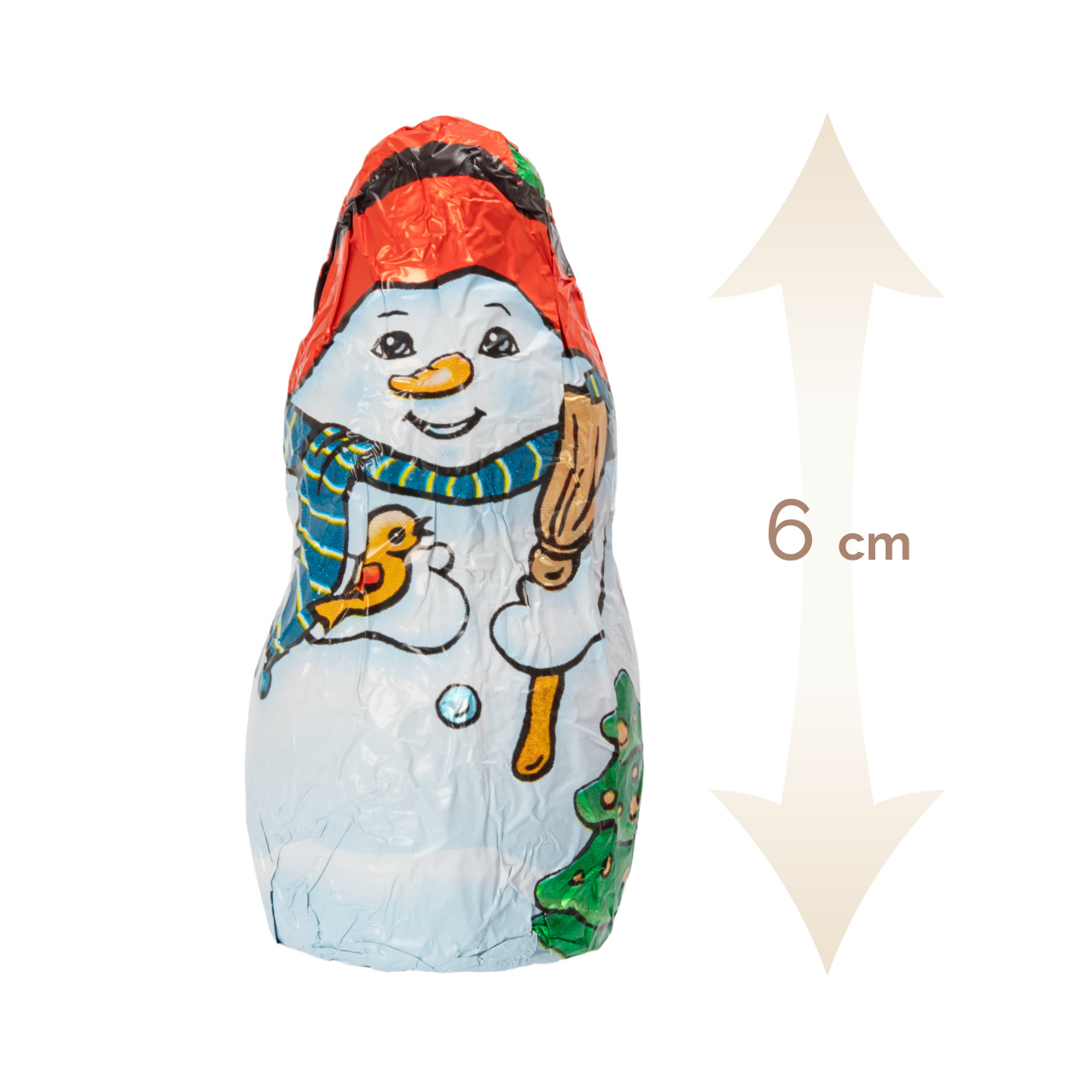 Set 6 figurine din ciocolată lapte – Moș Crăciun și om de zăpadă, 6 cm, 10 g