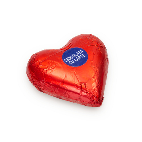 Figurină inimă din ciocolată lapte – 6,5 × 6,5 cm, 30 g