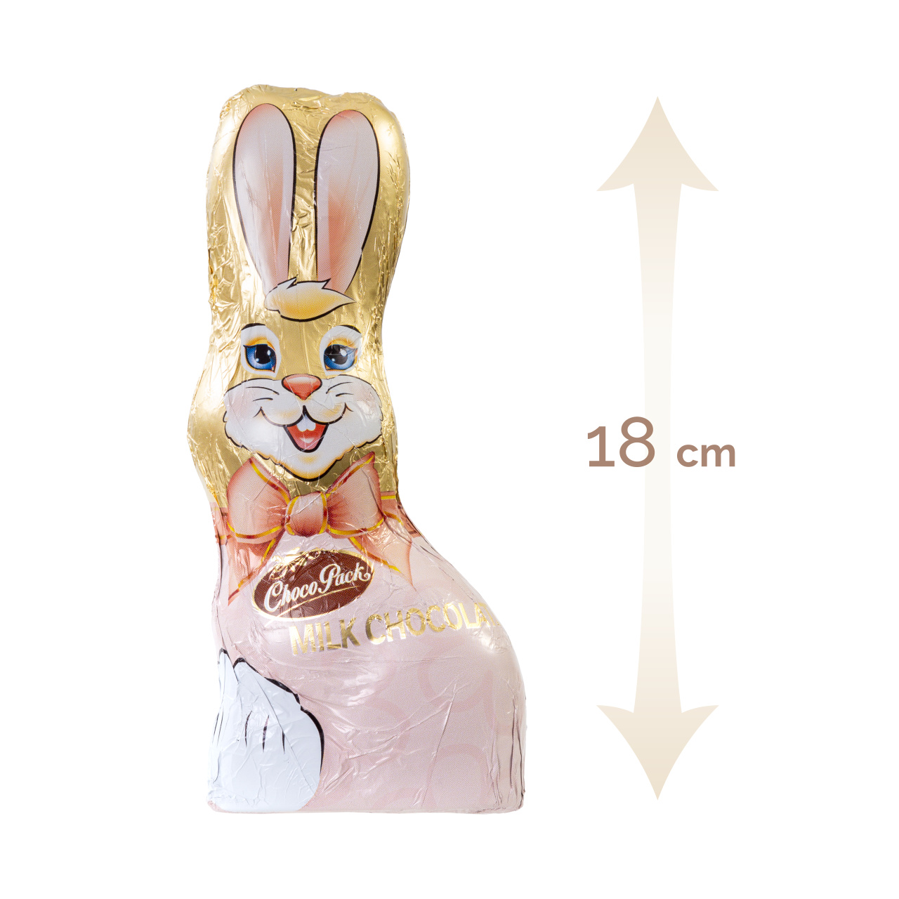 Figurină iepuraș de Paște din ciocolată lapte, 90 g