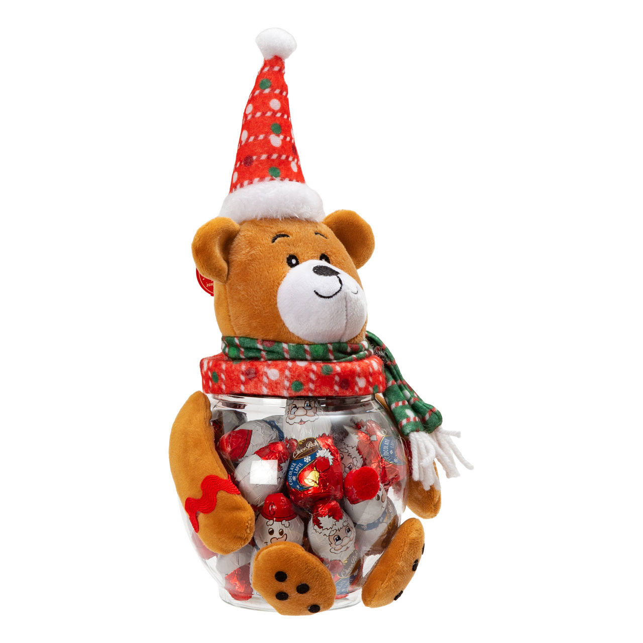 Pachet Crăciun ursuleț cu figurine din ciocolată lapte, 170 g