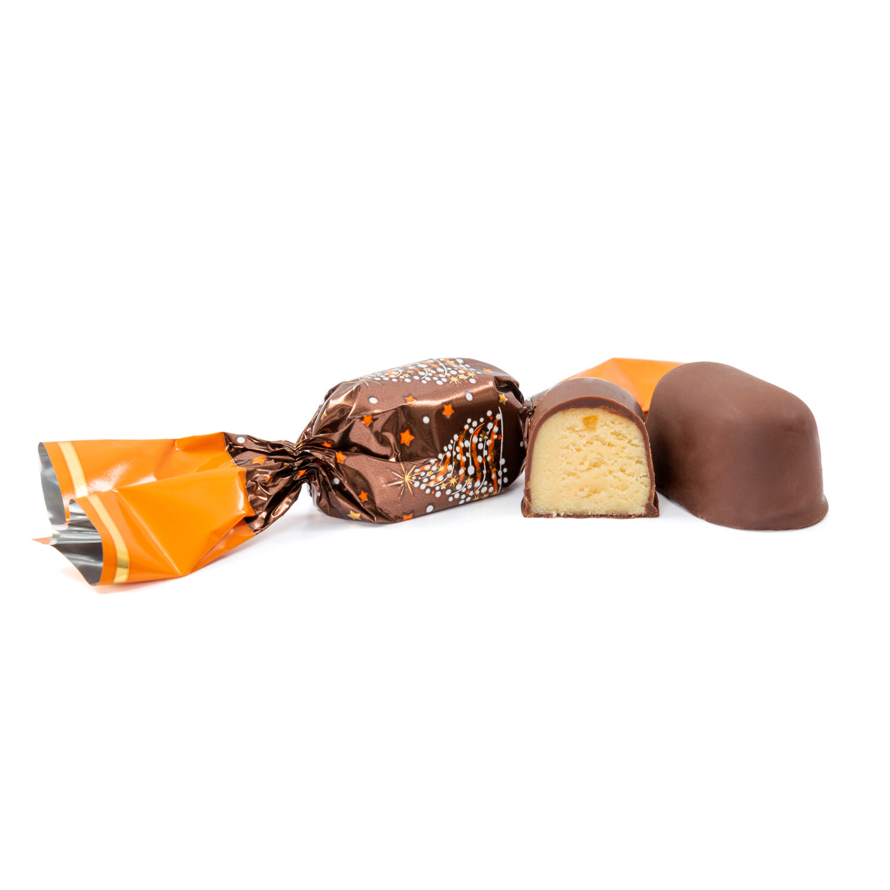 Bomboane de pom din marțipan cu portocale, învelite în ciocolată amăruie :: 3 kg