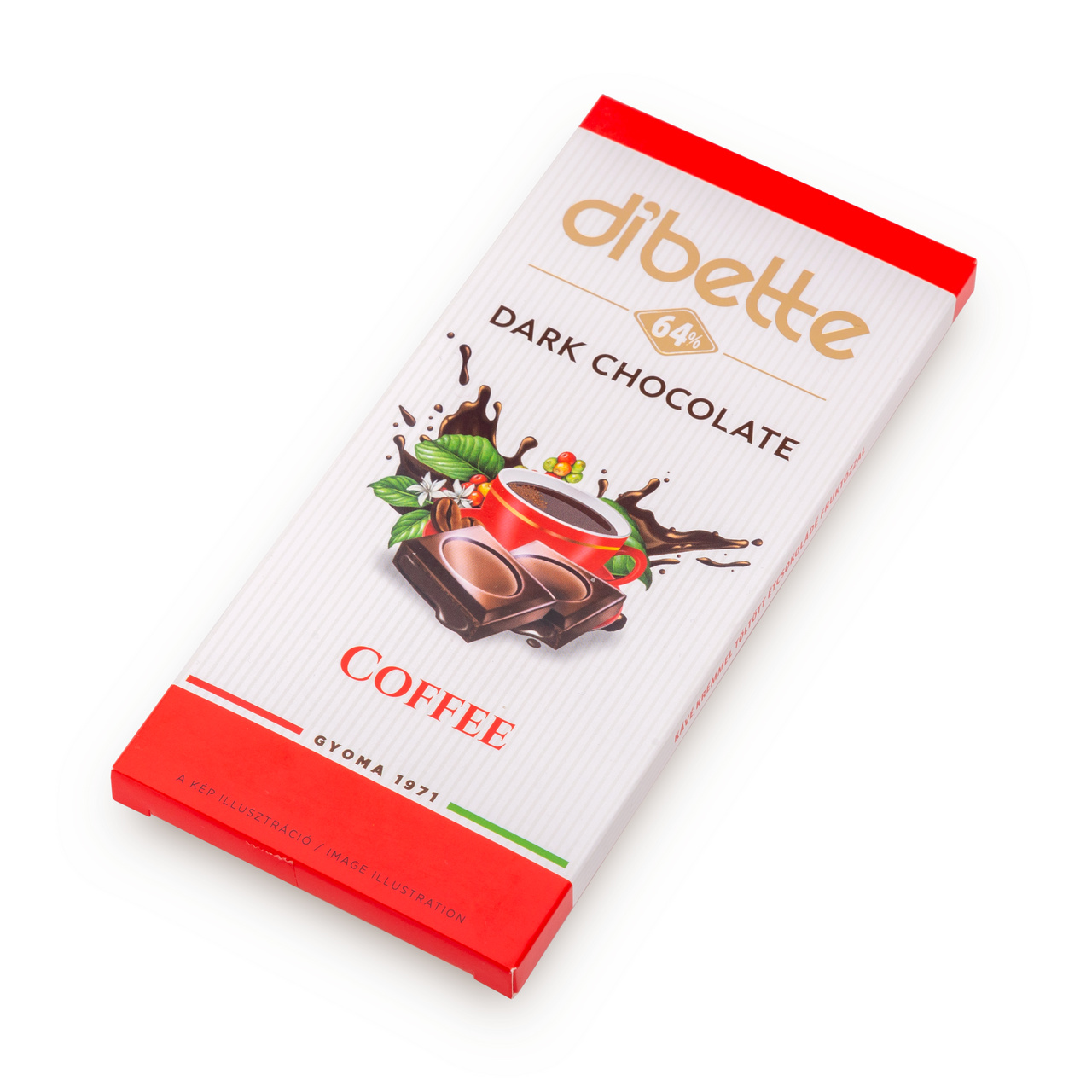 Ciocolată neagră Dibette cu fructoză – cremă de cafea, 80 g