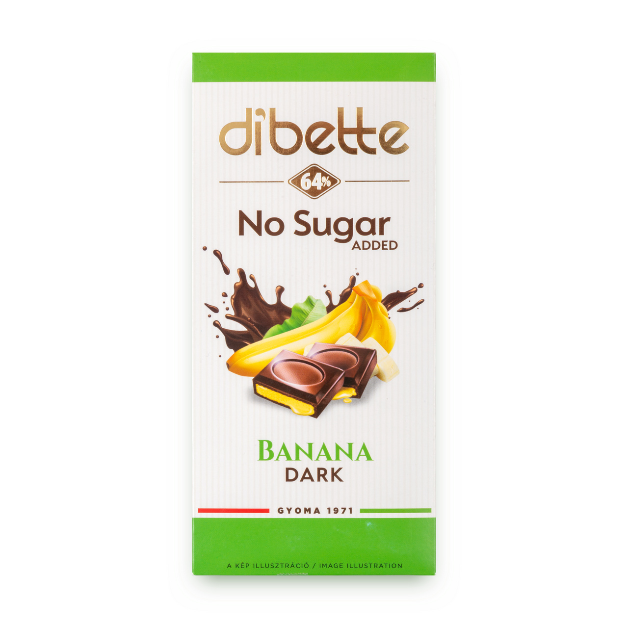 Ciocolată neagră Dibette cu eritritol și stevia – cremă de banană, 80 g