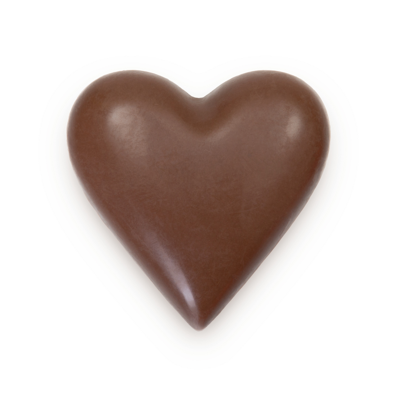 Figurină inimă din masă de cacao – 6,5 × 6,5 cm, 30 g